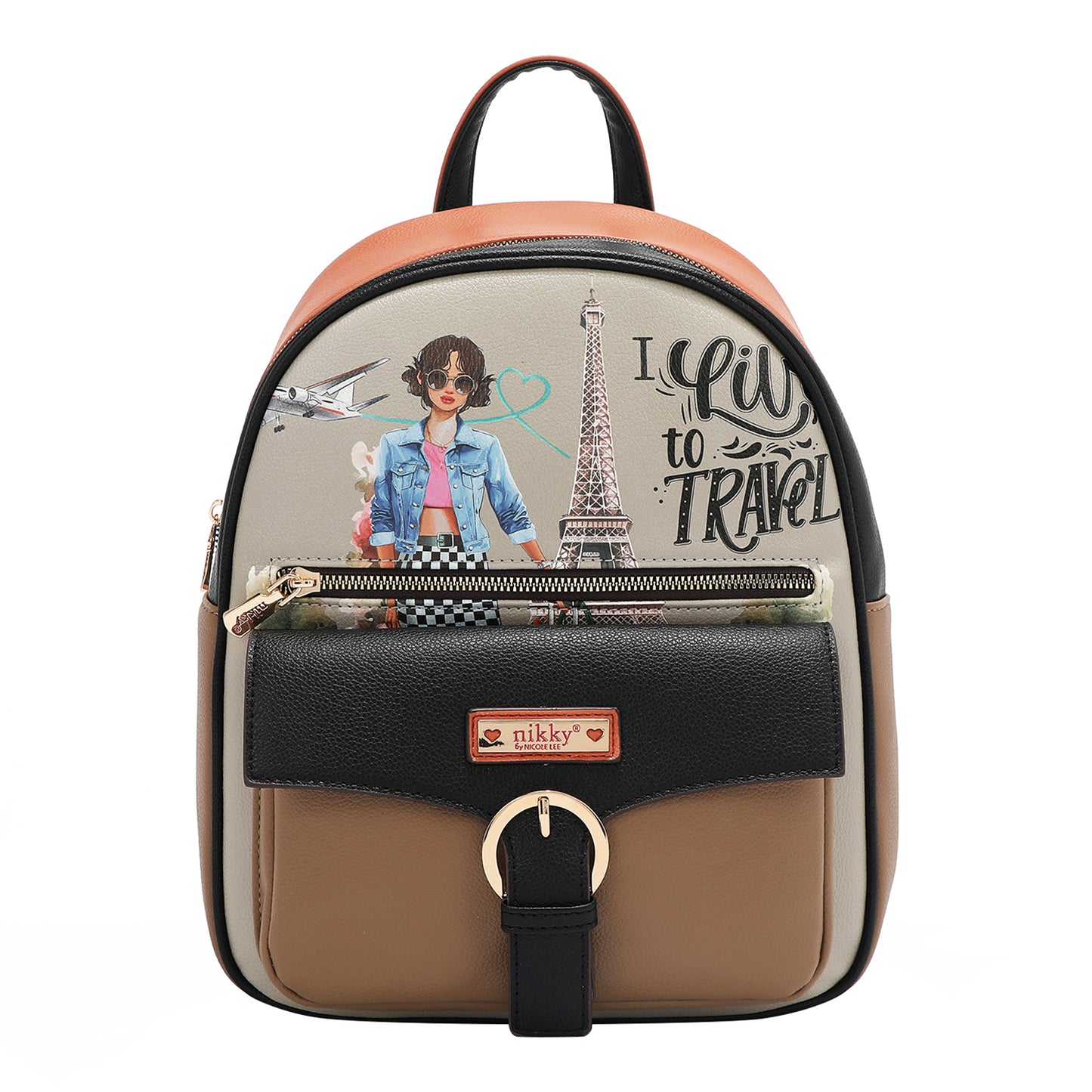 BACKPACK 3 PIECE SET (BACKPACK, CROSSBODY, WALLET) - NK12373 I LIVE TO TRAVEL