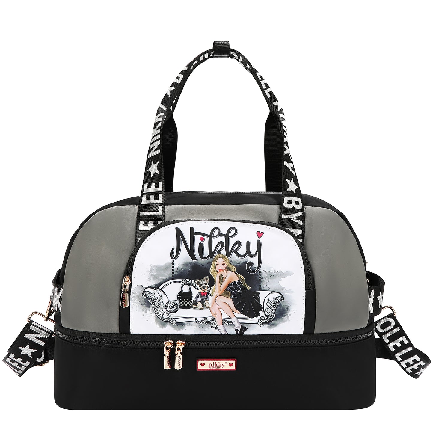 DUFFEL SHOULDER BAG - NK12625 ANGEL FROM ABOVE / CHERRY LIPS BLACK