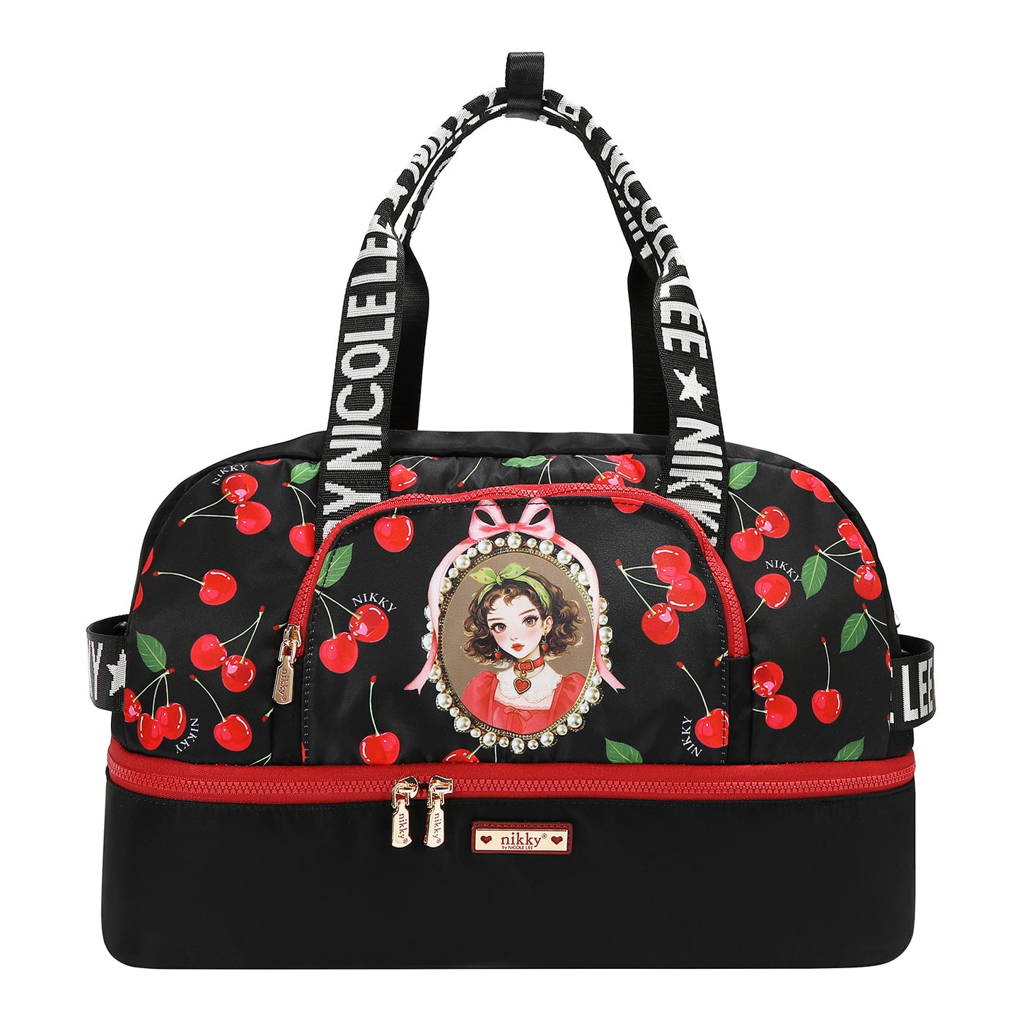 DUFFEL SHOULDER BAG - NK12625 ANGEL FROM ABOVE / CHERRY LIPS BLACK
