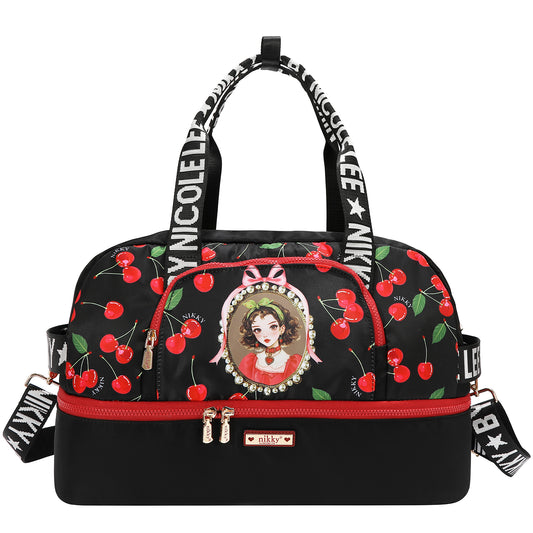 DUFFEL SHOULDER BAG -  NK12625 CHERRY LIPS BLACK