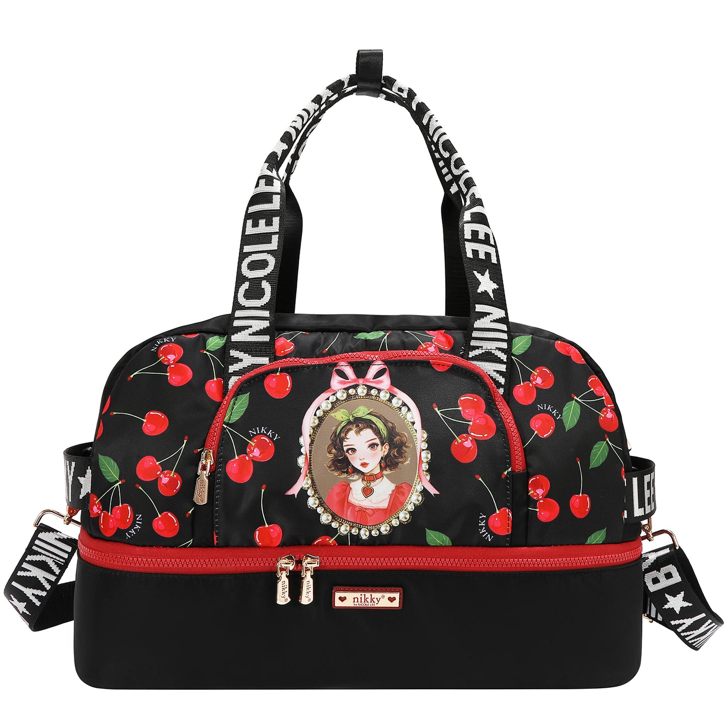 DUFFEL SHOULDER BAG - NK12625 ANGEL FROM ABOVE / CHERRY LIPS BLACK