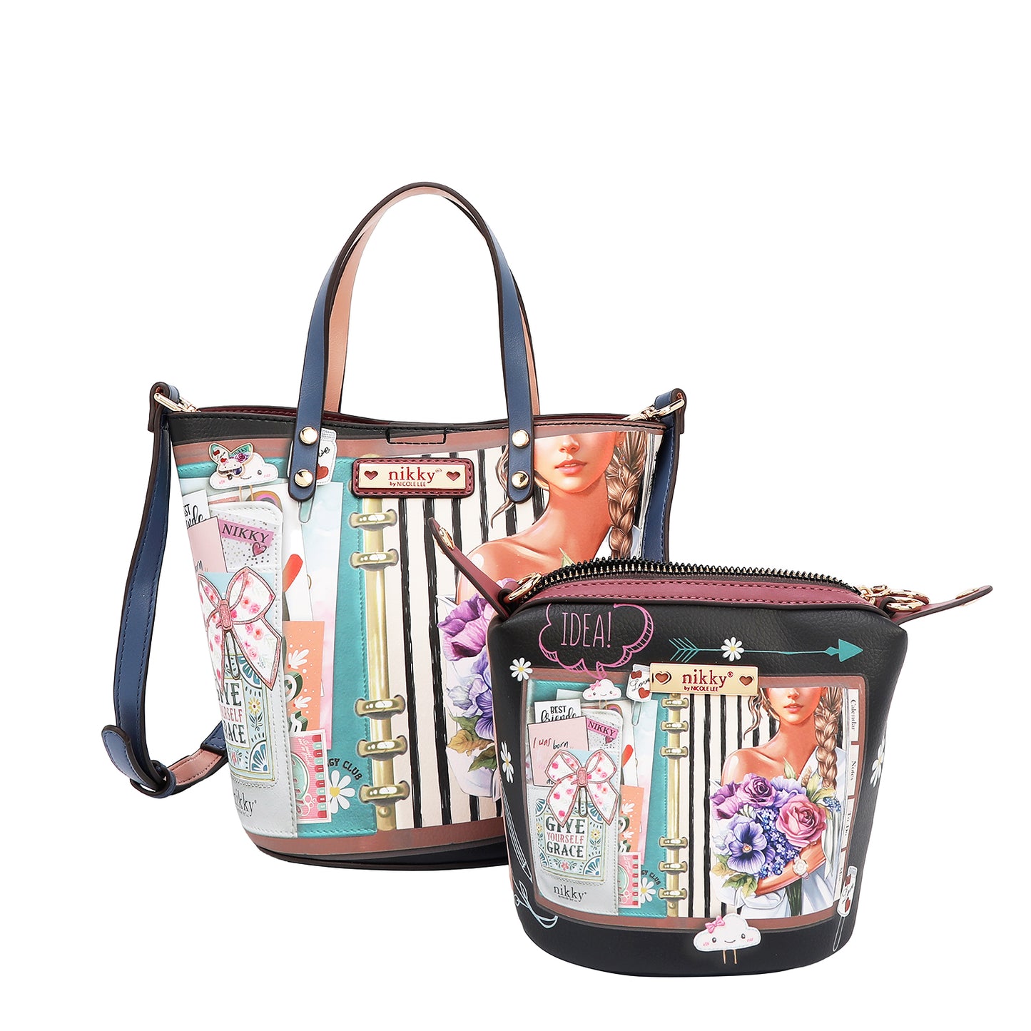 NOSTALGIA 2PC SMALL BUCKET BAG - NK13039 NOSTALGIA