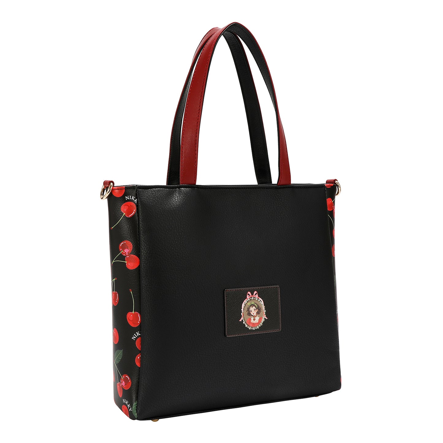 CHERRY LIPS TOTE BAG - NK13115 CHERRY LIPS BLACK