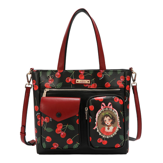 CHERRY LIPS TOTE BAG - NK13115 CHERRY LIPS BLACK