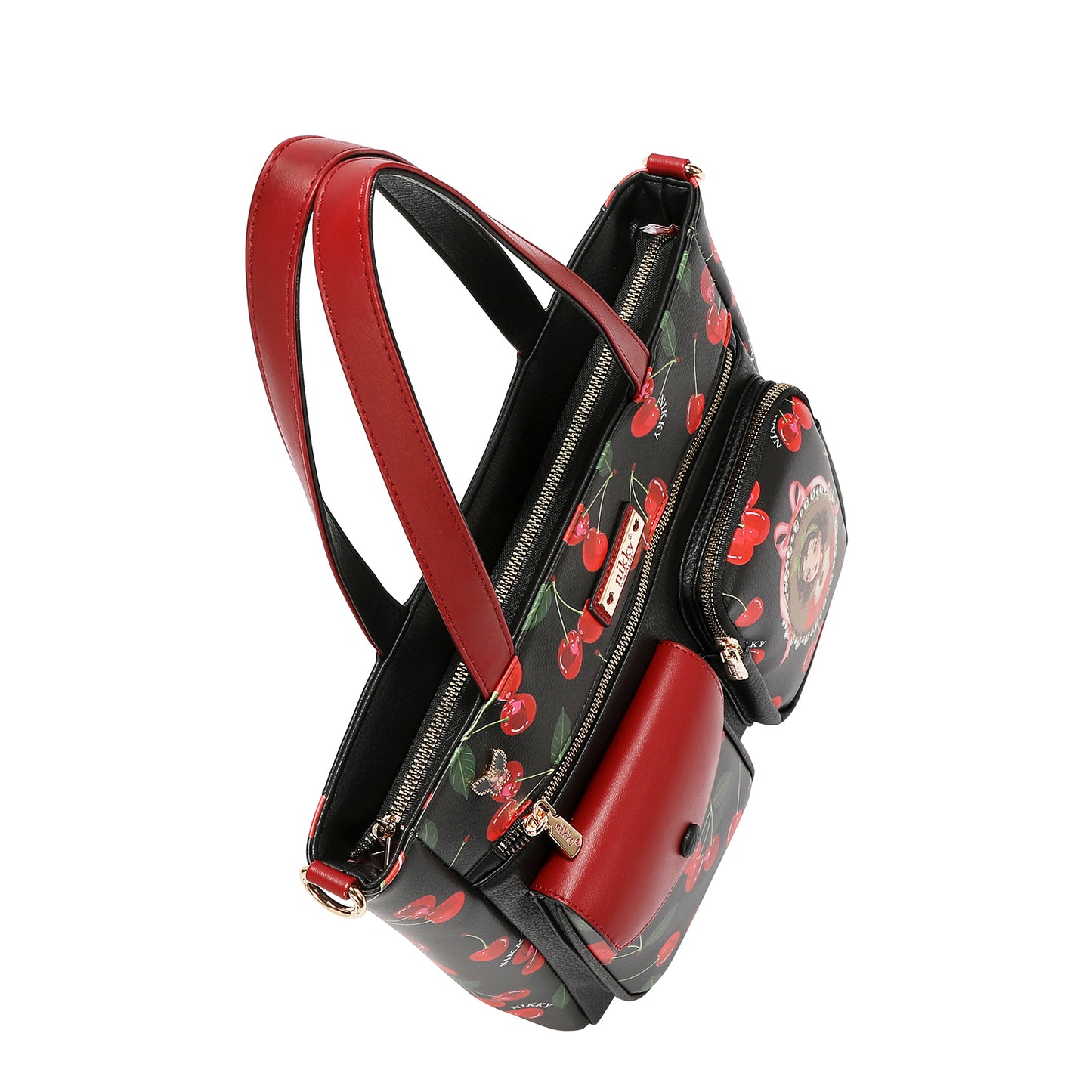 CHERRY LIPS TOTE BAG - NK13115 CHERRY LIPS BLACK