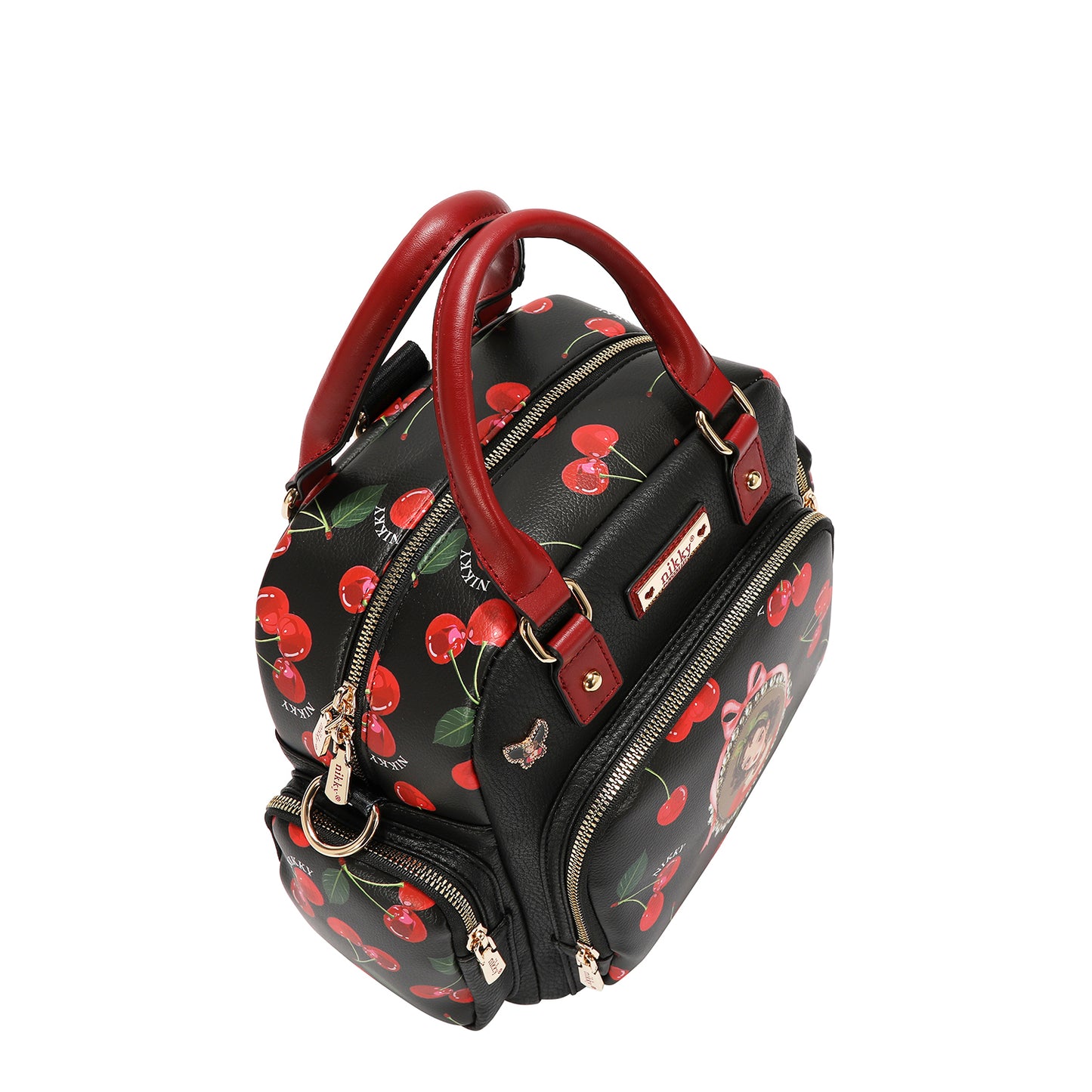 CHERRY LIPS CONVERTIBLE HANDBAG / BACKPACK - NK13117 CHERRY LIPS BLACK
