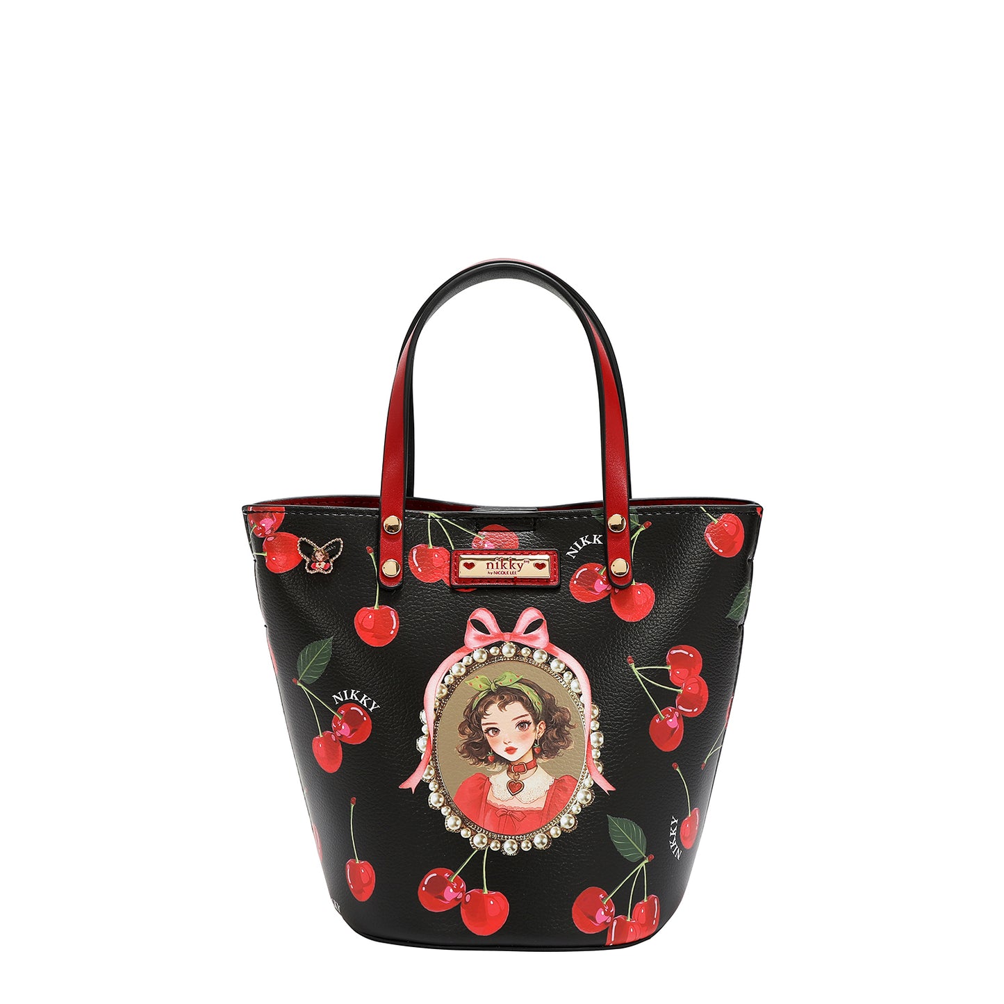 2PC SMALL BUCKET BAG - NK13119 CHERRY LIPS BLACK