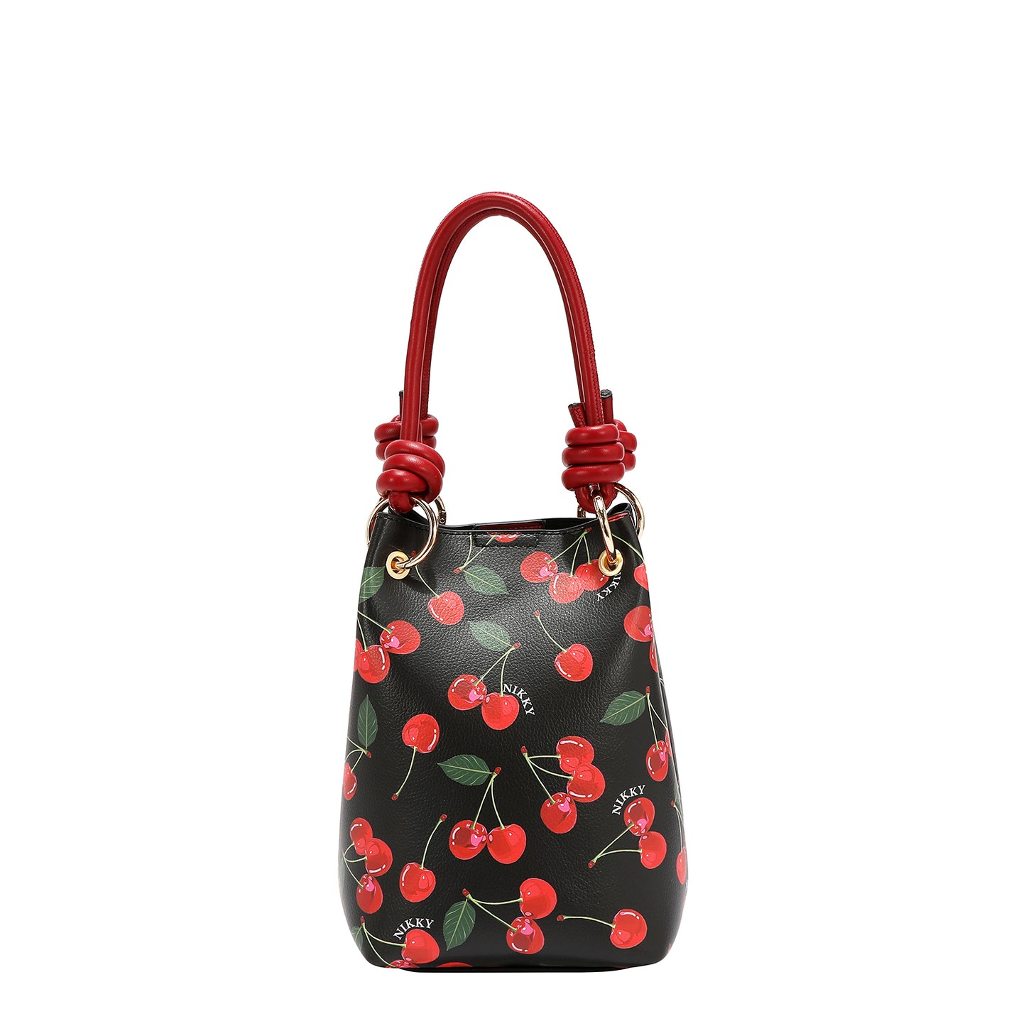 2 PC BUCKET SHOULDER BAG - NK13127 CHERRY LIPS BLACK