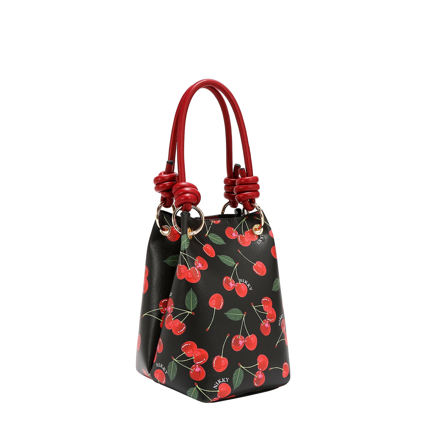2 PC BUCKET SHOULDER BAG - NK13127 CHERRY LIPS BLACK