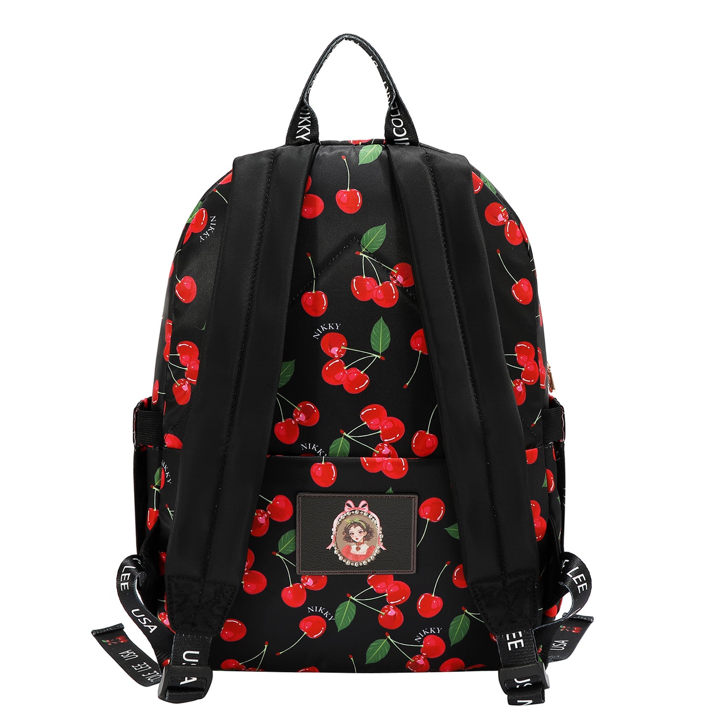 MULTI-POCKET FASHION BACKPACK - NK13137 CHERRY LIPS BLACK