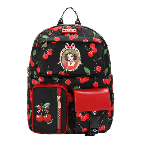 MULTI-POCKET FASHION BACKPACK - NK13137 CHERRY LIPS BLACK