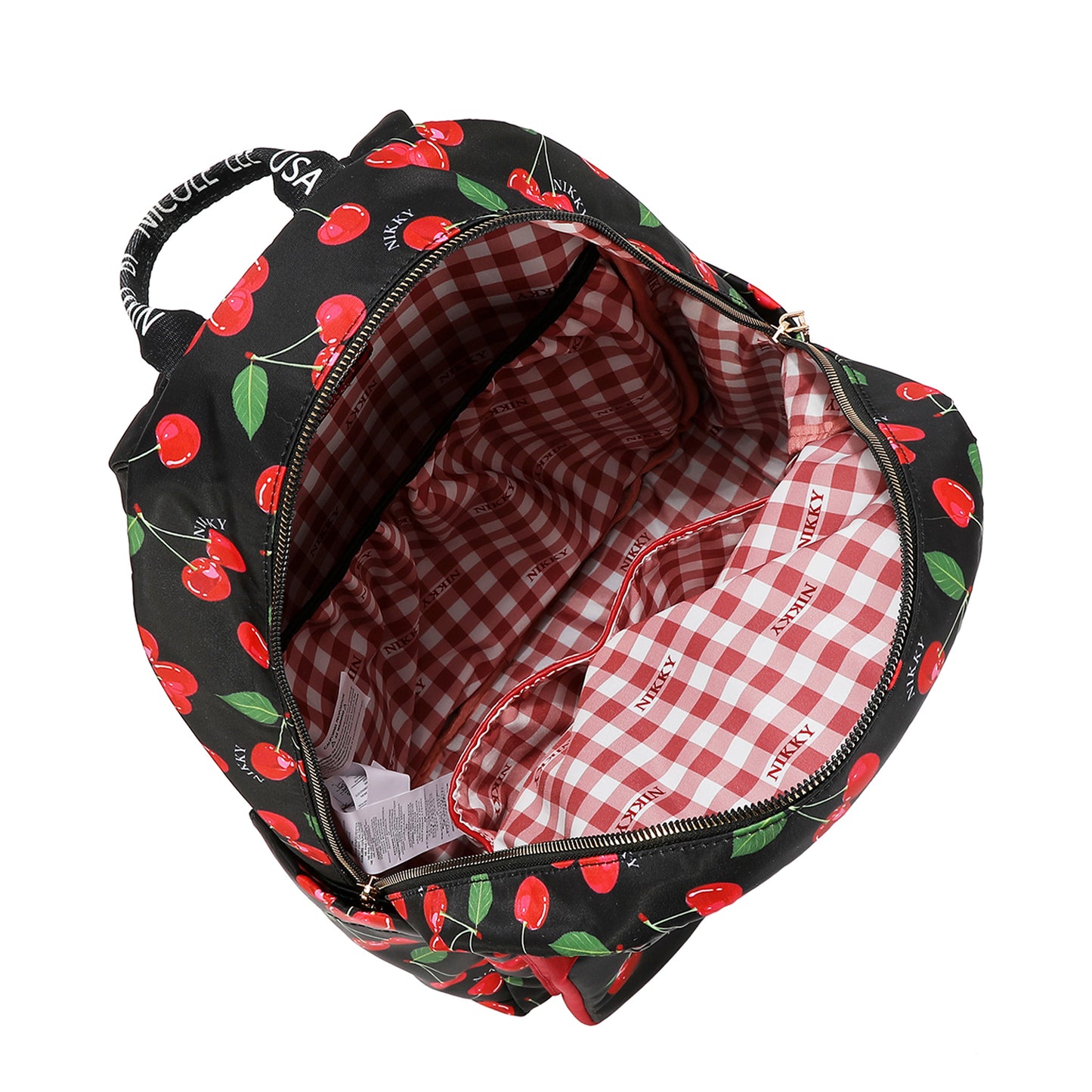 MULTI-POCKET FASHION BACKPACK - NK13137 CHERRY LIPS BLACK