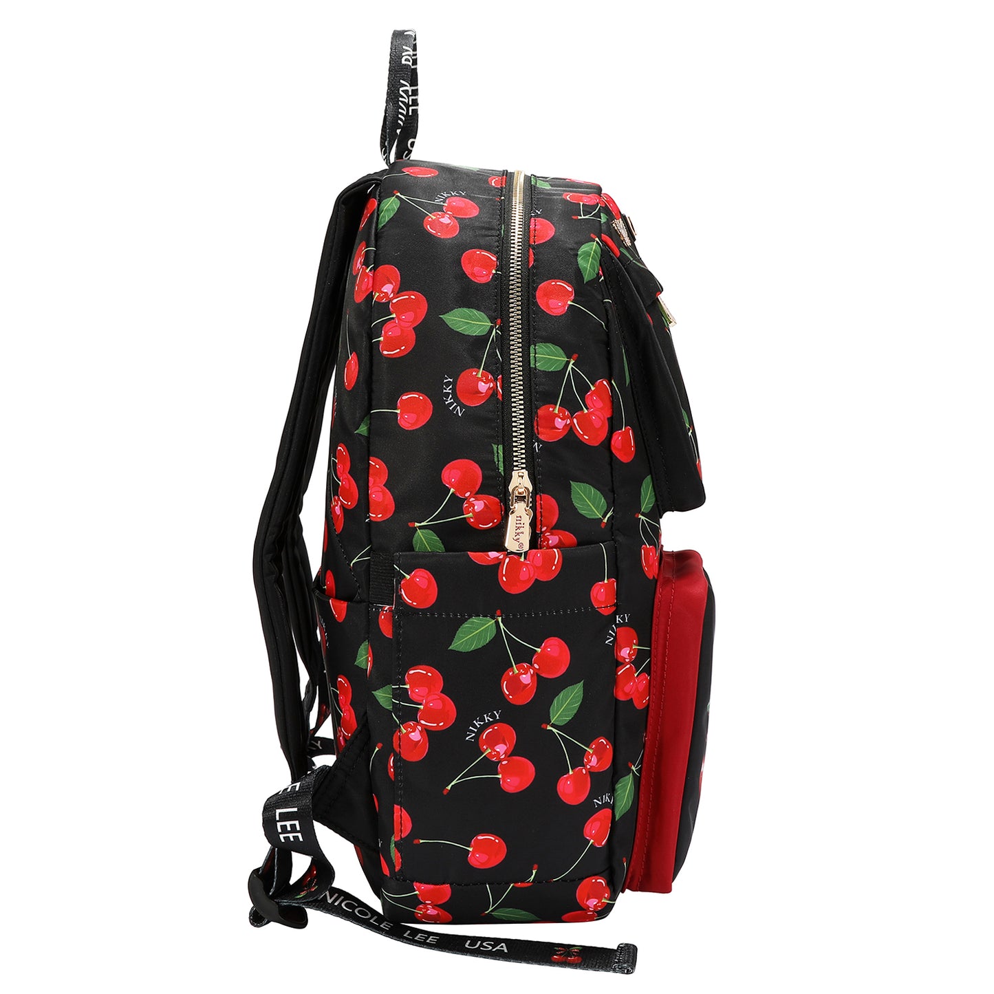MULTI-POCKET FASHION BACKPACK - NK13137 CHERRY LIPS BLACK
