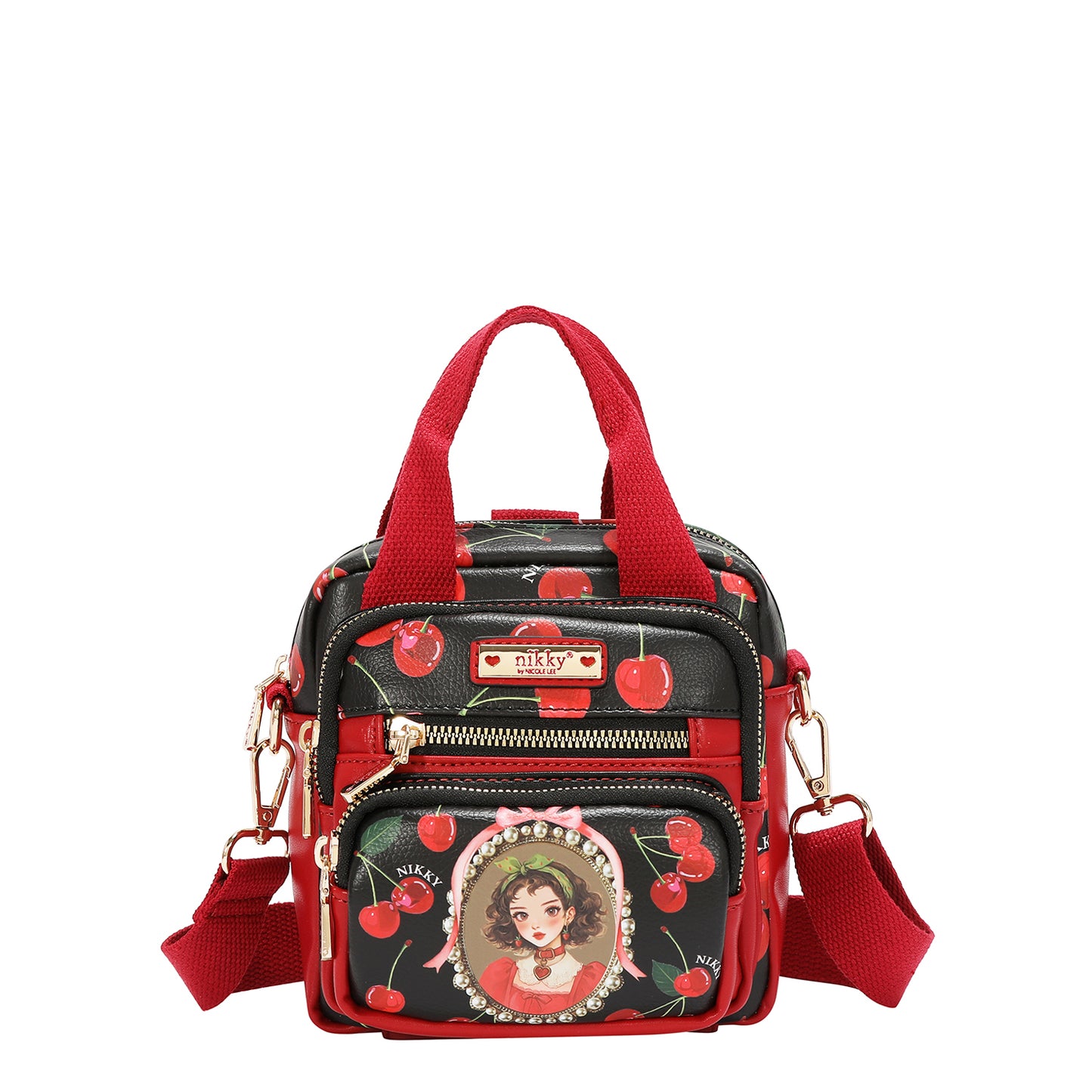 CONVERTIBLE MINI CROSSBODY TOTE - NK13148 SWEET GIRL / CHERRY LIPS BLACK
