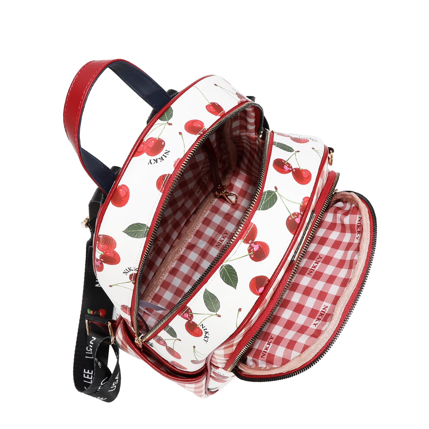 BACKPACK 3 PIECE SET (BACKPACK, MINI BACKPACK, WALLET) - NK13159 CHERRY LIPS WHITE