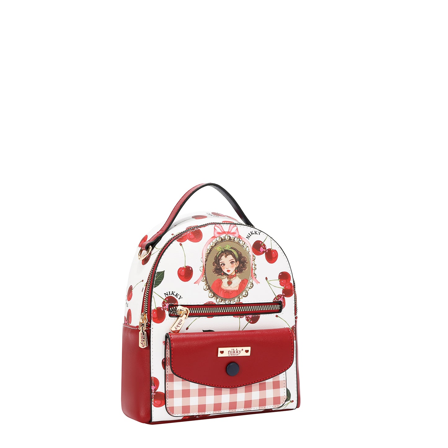 BACKPACK 3 PIECE SET (BACKPACK, MINI BACKPACK, WALLET) - NK13159 CHERRY LIPS WHITE