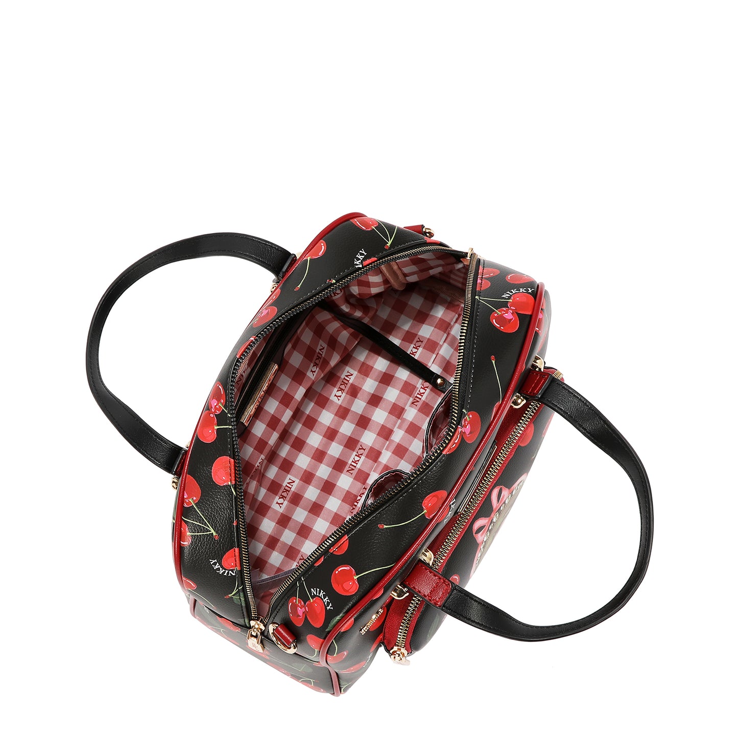 CHERRY LIPS 3 PIECE SET (SATCHEL, CROSSBODY, WALLET) - NK13160 CHERRY LIPS BLACK