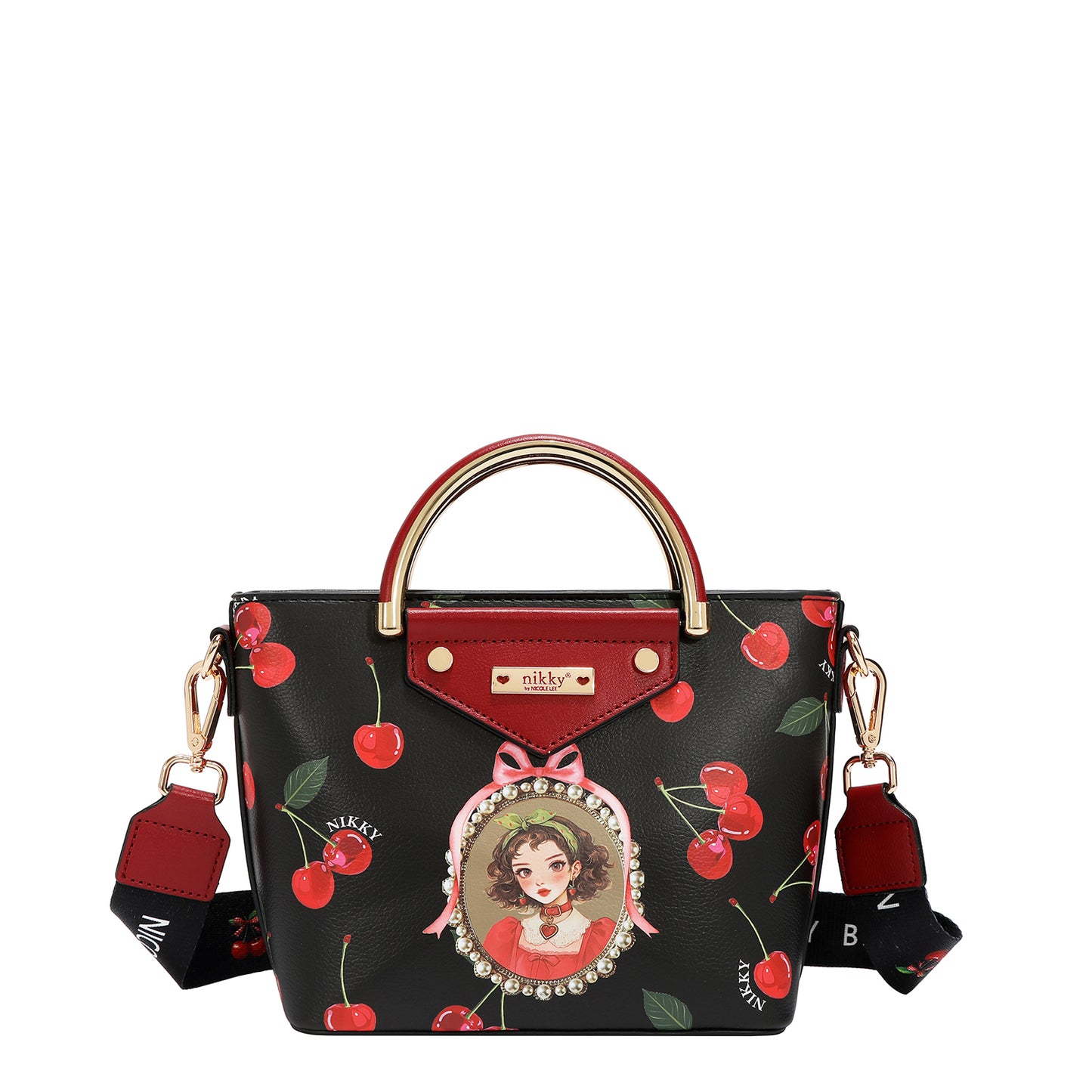 CHERRY LIPS 3 PIECE SET (SATCHEL, CROSSBODY, WALLET) - NK13160 CHERRY LIPS BLACK