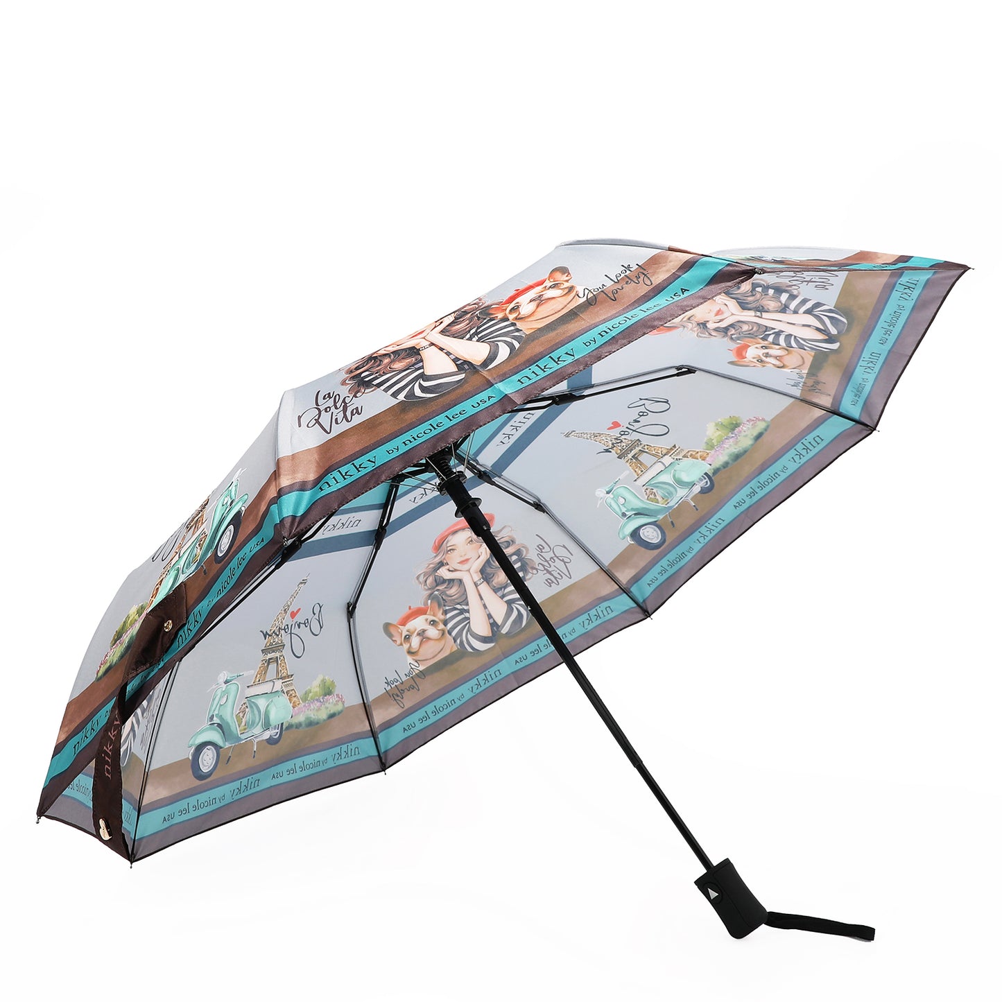 NIKKY TRAVEL UMBRELLA - NK20302 CHERRY LIPS BLACK / SWEET GIRL / EIFFEL DREAMS  /  FAIRY TALE