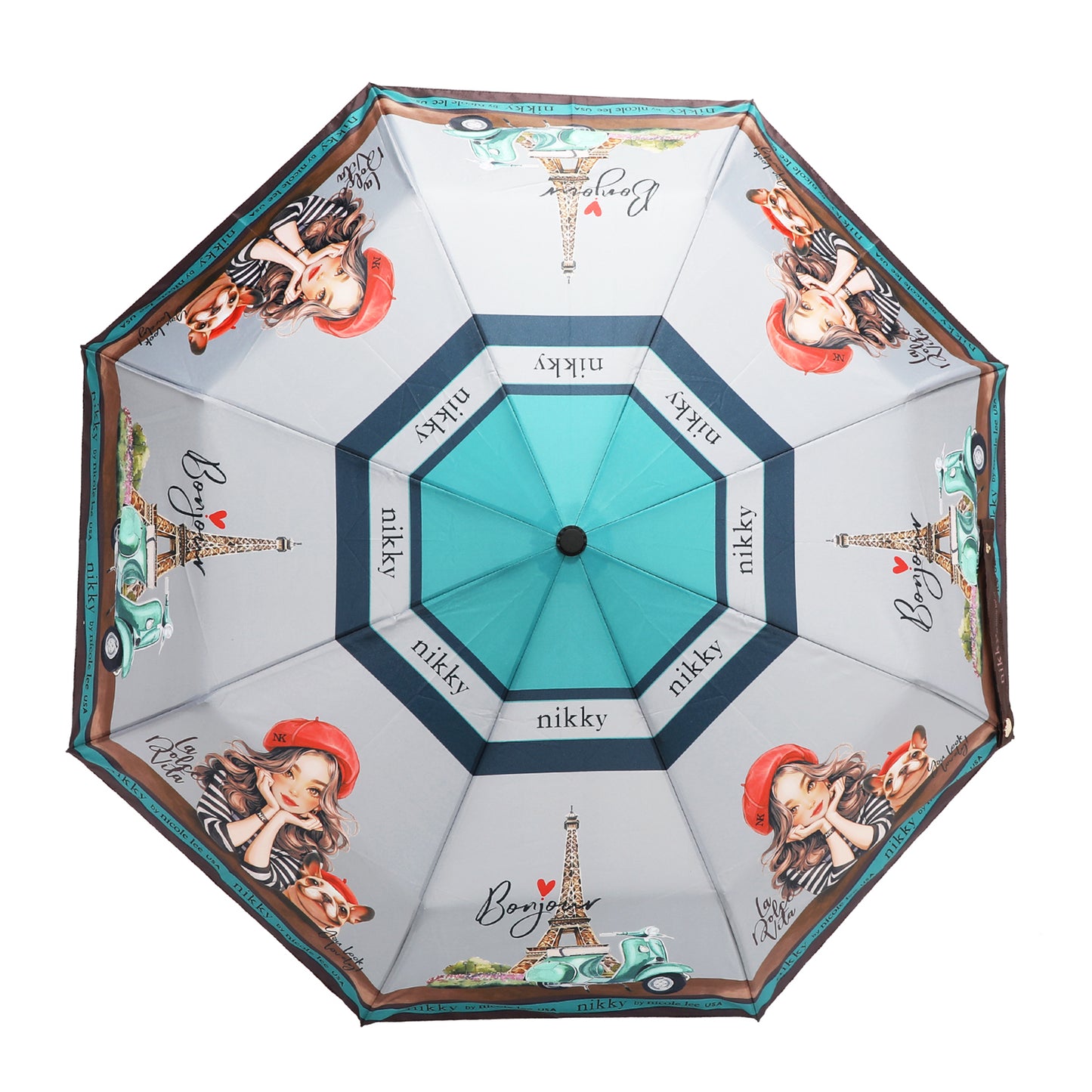NIKKY TRAVEL UMBRELLA - NK20302 CHERRY LIPS BLACK / SWEET GIRL / EIFFEL DREAMS  /  FAIRY TALE