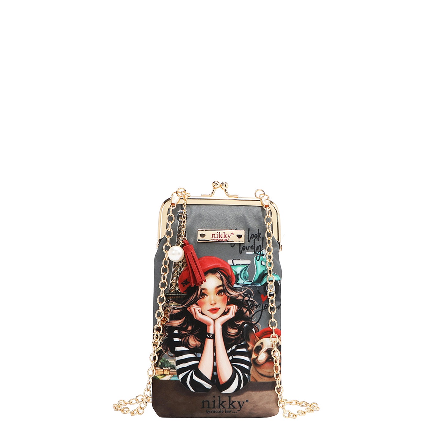 NIKKY KISSLOCK PHONE AND SUNGLASS PURSE - NK20340 ESSENCE OF YOU / EIFFEL DREAMS /  MEANT TO LOVE YOU /  FAIRY TALE /  NOSTALGIA /  I LIVE TO TRAVEL /  TRIO /  BEST BUDDIES /  URBAN COFFEE DREAM /  FLOWER DAY