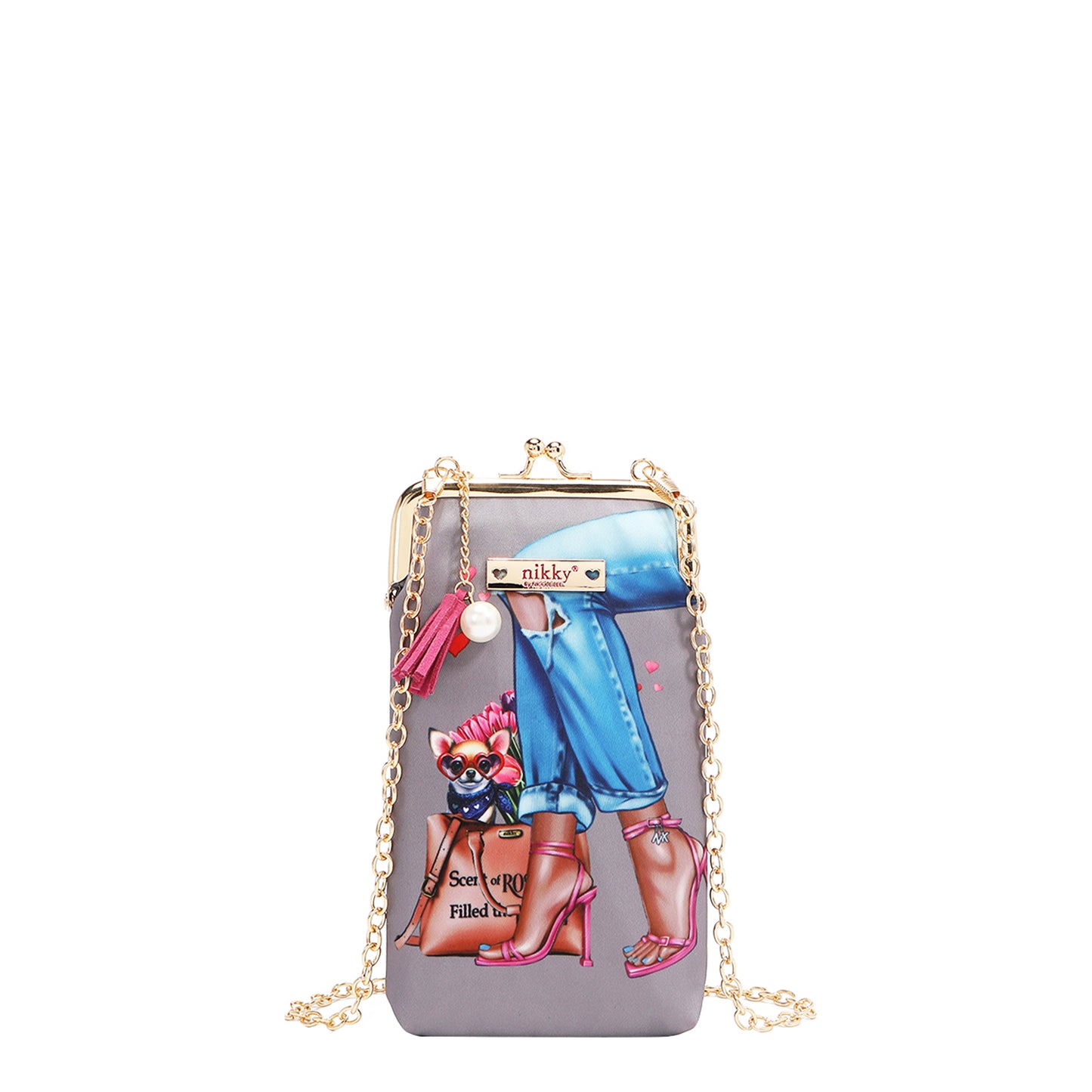 NIKKY KISSLOCK PHONE AND SUNGLASS PURSE - NK20340 ESSENCE OF YOU / EIFFEL DREAMS /  MEANT TO LOVE YOU /  FAIRY TALE /  NOSTALGIA /  I LIVE TO TRAVEL /  TRIO /  BEST BUDDIES /  URBAN COFFEE DREAM /  FLOWER DAY