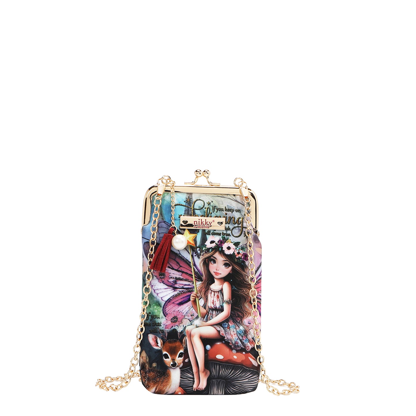 NIKKY KISSLOCK PHONE AND SUNGLASS PURSE - NK20340 ESSENCE OF YOU / EIFFEL DREAMS /  MEANT TO LOVE YOU /  FAIRY TALE /  NOSTALGIA /  I LIVE TO TRAVEL /  TRIO /  BEST BUDDIES /  URBAN COFFEE DREAM /  FLOWER DAY