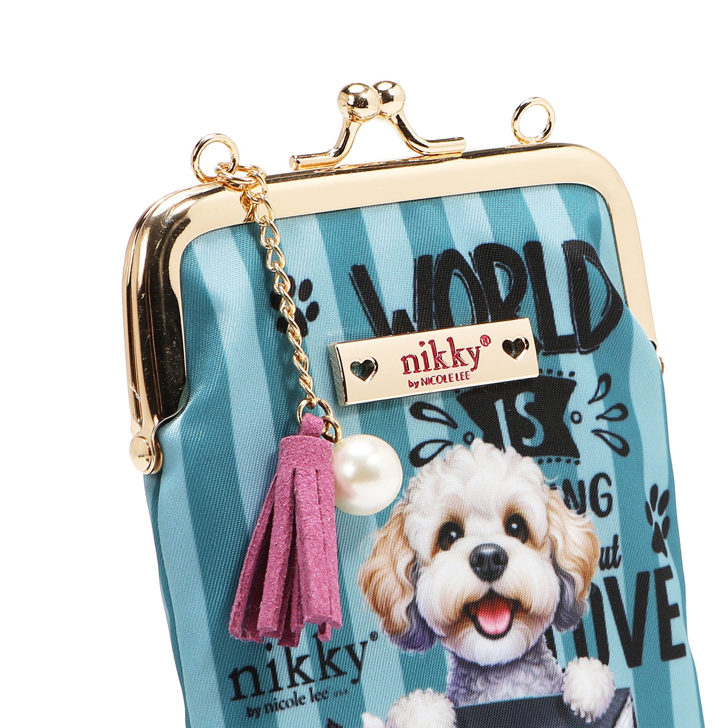 NIKKY KISSLOCK PHONE AND SUNGLASS PURSE - NK20340 ESSENCE OF YOU / EIFFEL DREAMS /  MEANT TO LOVE YOU /  FAIRY TALE /  NOSTALGIA /  I LIVE TO TRAVEL /  TRIO /  BEST BUDDIES /  URBAN COFFEE DREAM /  FLOWER DAY