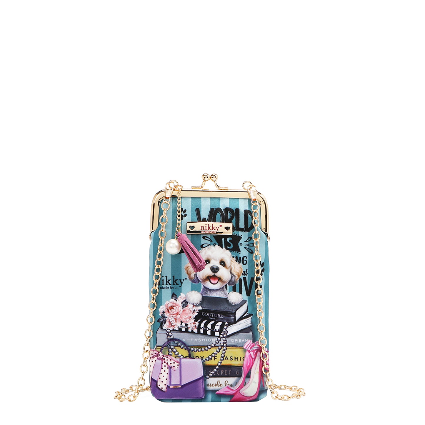 NIKKY KISSLOCK PHONE AND SUNGLASS PURSE - NK20340 ESSENCE OF YOU / EIFFEL DREAMS /  MEANT TO LOVE YOU /  FAIRY TALE /  NOSTALGIA /  I LIVE TO TRAVEL /  TRIO /  BEST BUDDIES /  URBAN COFFEE DREAM /  FLOWER DAY