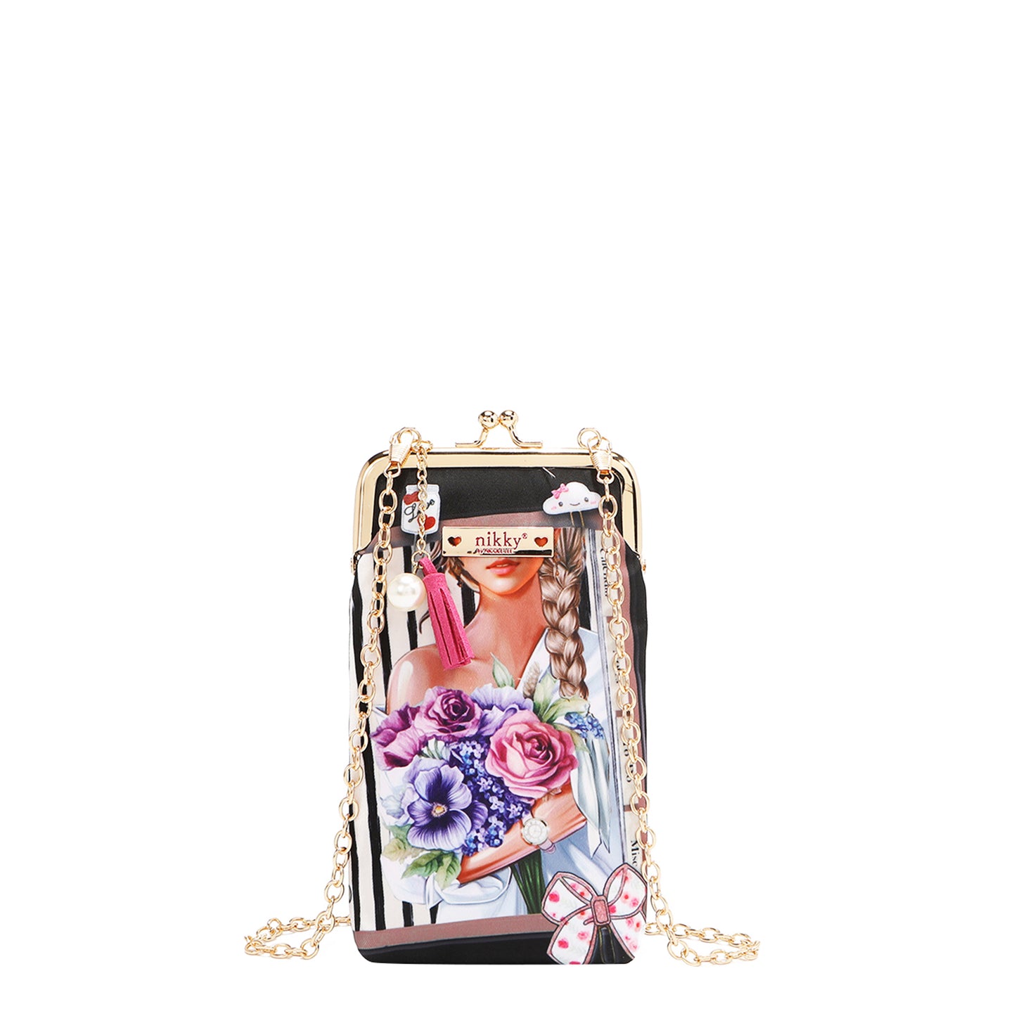 NIKKY KISSLOCK PHONE AND SUNGLASS PURSE - NK20340 ESSENCE OF YOU / EIFFEL DREAMS /  MEANT TO LOVE YOU /  FAIRY TALE /  NOSTALGIA /  I LIVE TO TRAVEL /  TRIO /  BEST BUDDIES /  URBAN COFFEE DREAM /  FLOWER DAY