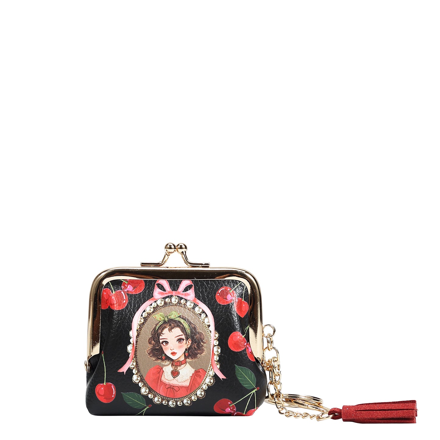 NIKKY KISSLOCK COIN PURSE - NK20342 CHERRY LIPS BLACK / SWEET GIRL