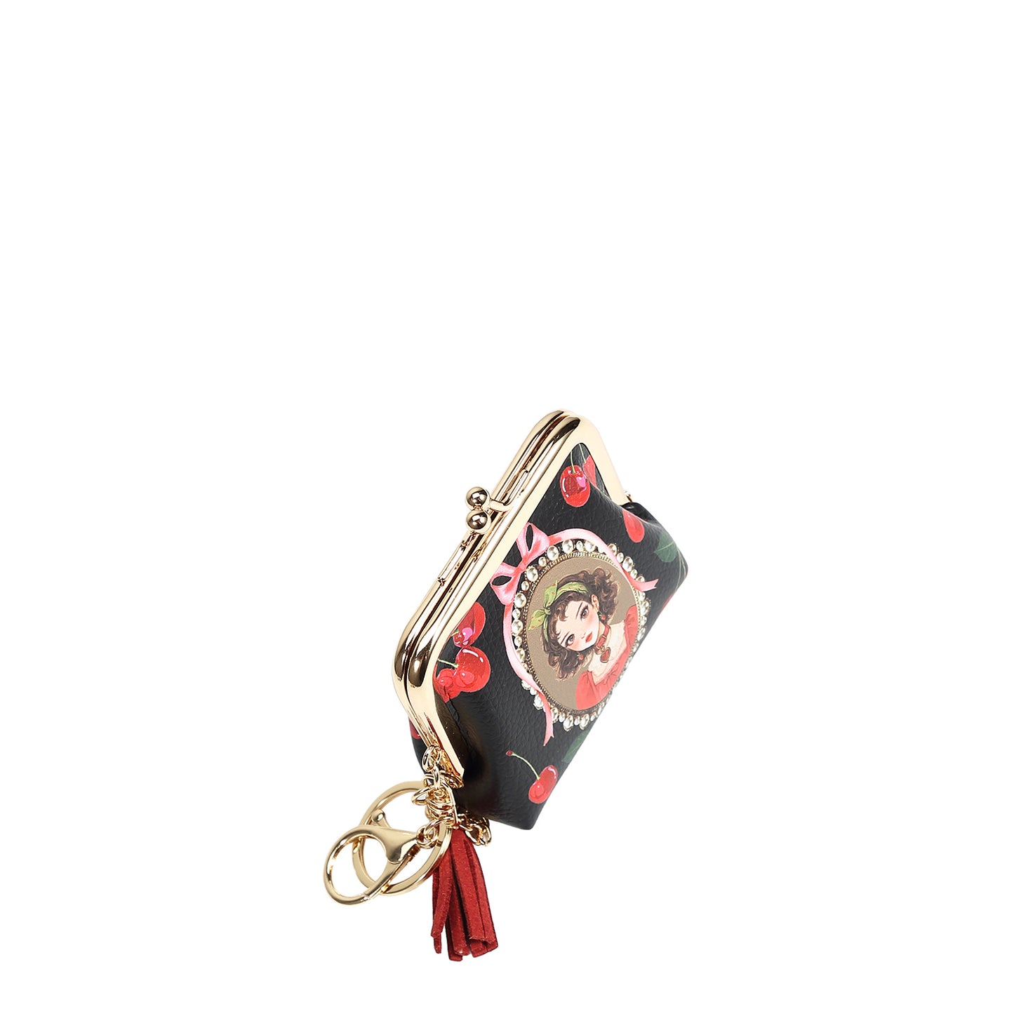 NIKKY KISSLOCK COIN PURSE - NK20342 CHERRY LIPS BLACK / SWEET GIRL
