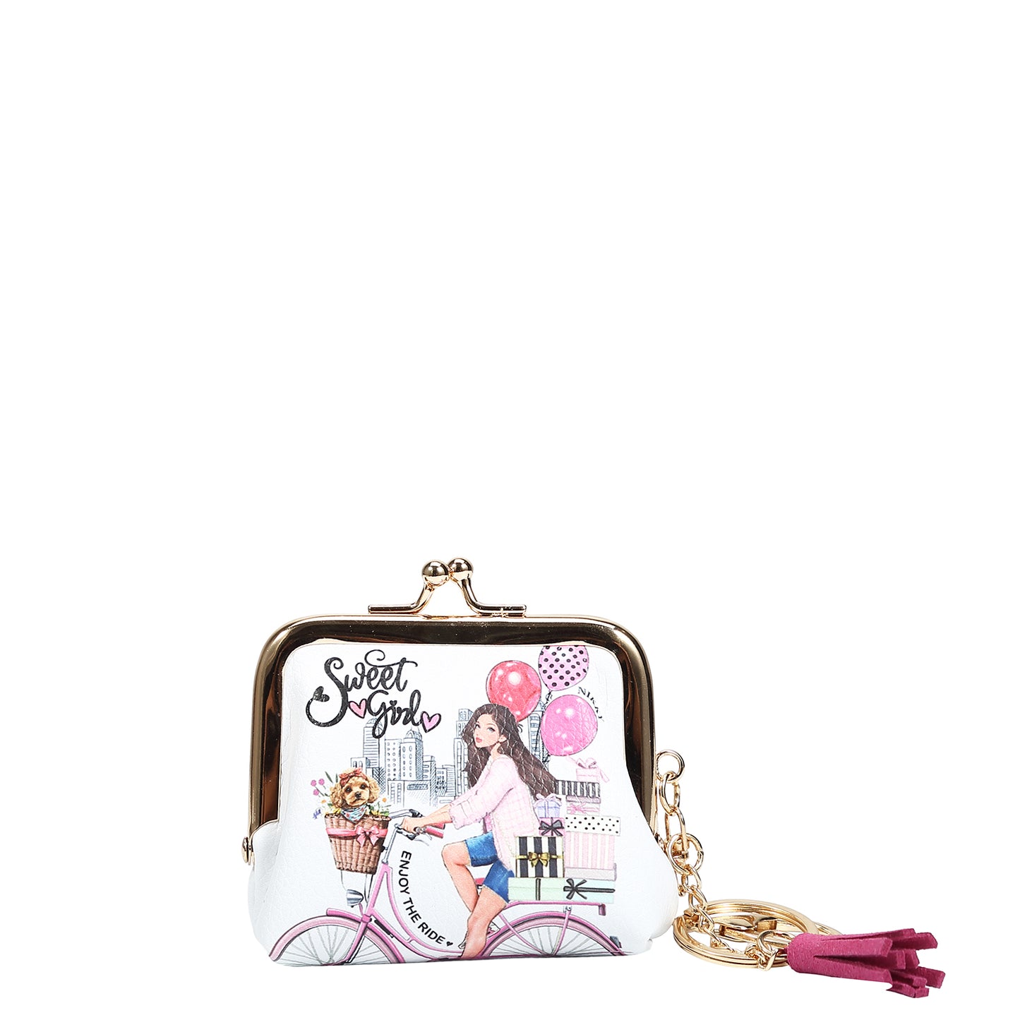 NIKKY KISSLOCK COIN PURSE - NK20342 CHERRY LIPS BLACK / SWEET GIRL