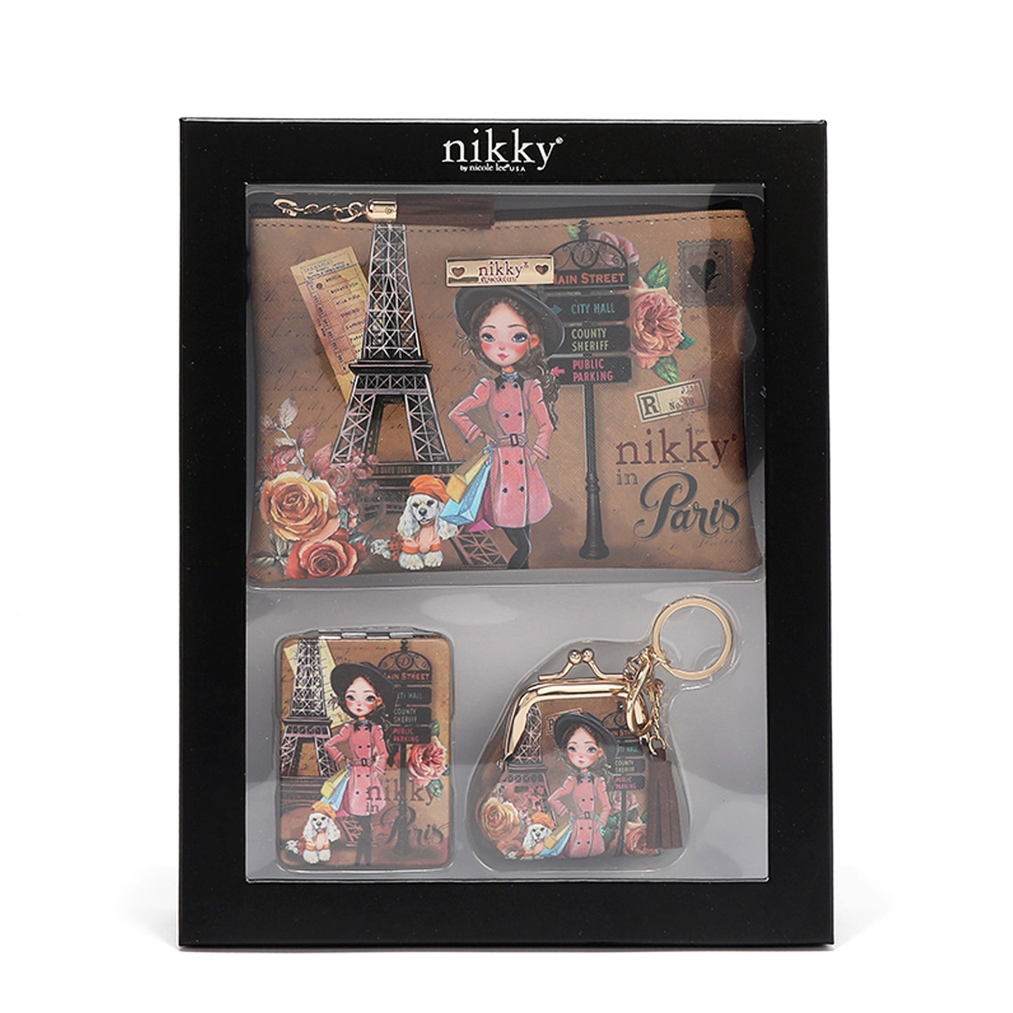 NIKKY 3PC GIFT SET - NK20349 URBAN COFFEE DREAM / NIKKY MAKES FRIENDS / i LIVE TO TRAVEL / TRIO / FLOWER DAY /  NIKKY MAKES FRIENDS / EMILY GOES PARIS /  PARTY KING /  CIEGA POR TI /  NIKKY GOES SHOPPING