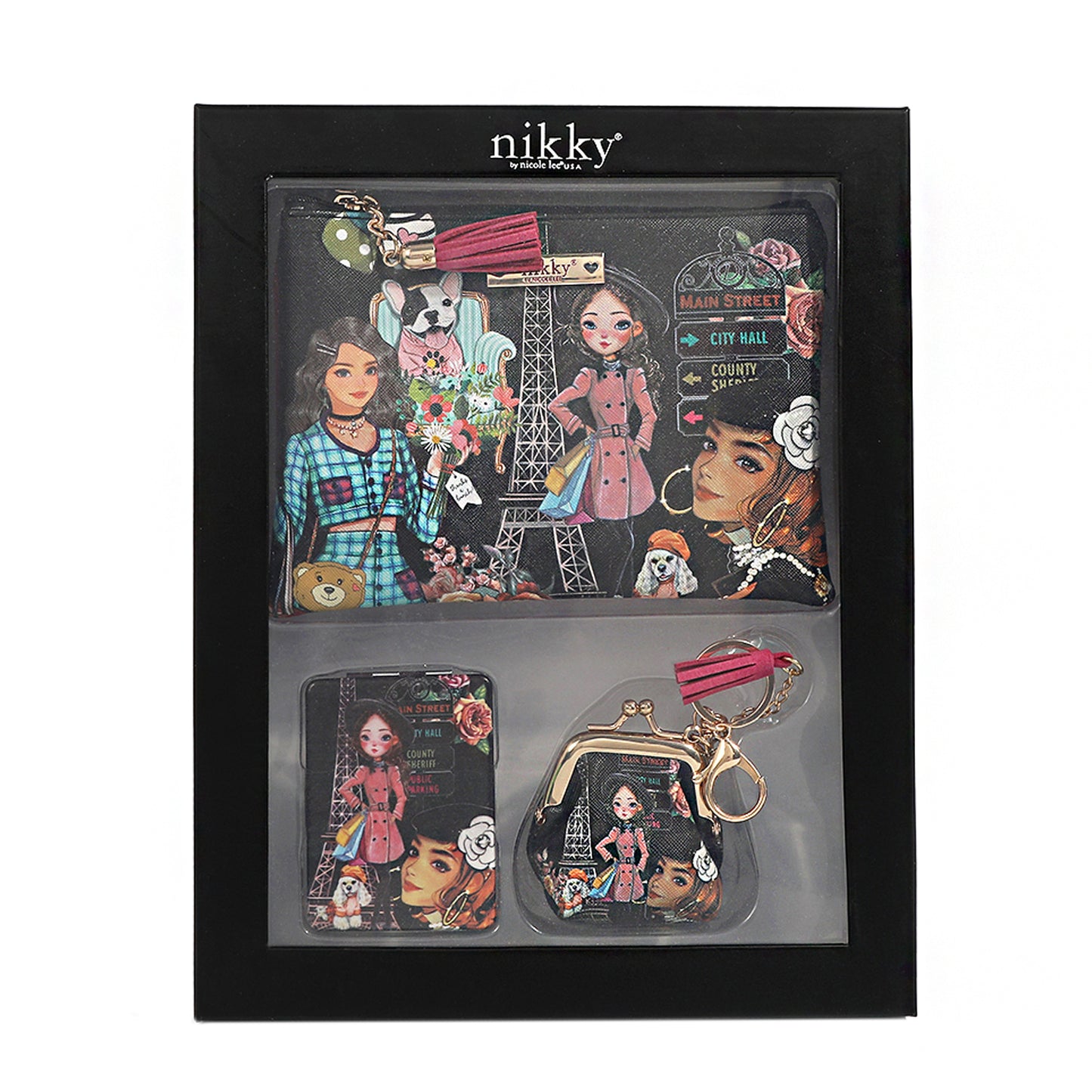 NIKKY 3PC GIFT SET - NK20349 URBAN COFFEE DREAM / NIKKY MAKES FRIENDS / i LIVE TO TRAVEL / TRIO / FLOWER DAY /  NIKKY MAKES FRIENDS / EMILY GOES PARIS /  PARTY KING /  CIEGA POR TI /  NIKKY GOES SHOPPING