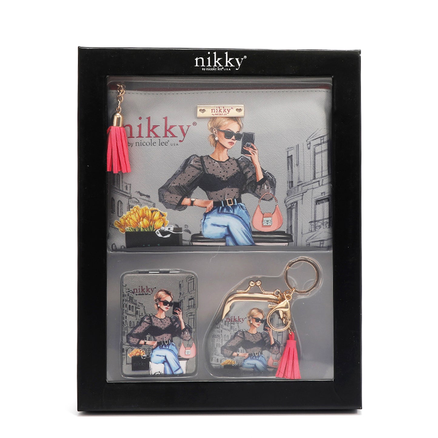 NIKKY 3PC GIFT SET - NK20349 URBAN COFFEE DREAM / NIKKY MAKES FRIENDS / i LIVE TO TRAVEL / TRIO / FLOWER DAY /  NIKKY MAKES FRIENDS / EMILY GOES PARIS /  PARTY KING /  CIEGA POR TI /  NIKKY GOES SHOPPING