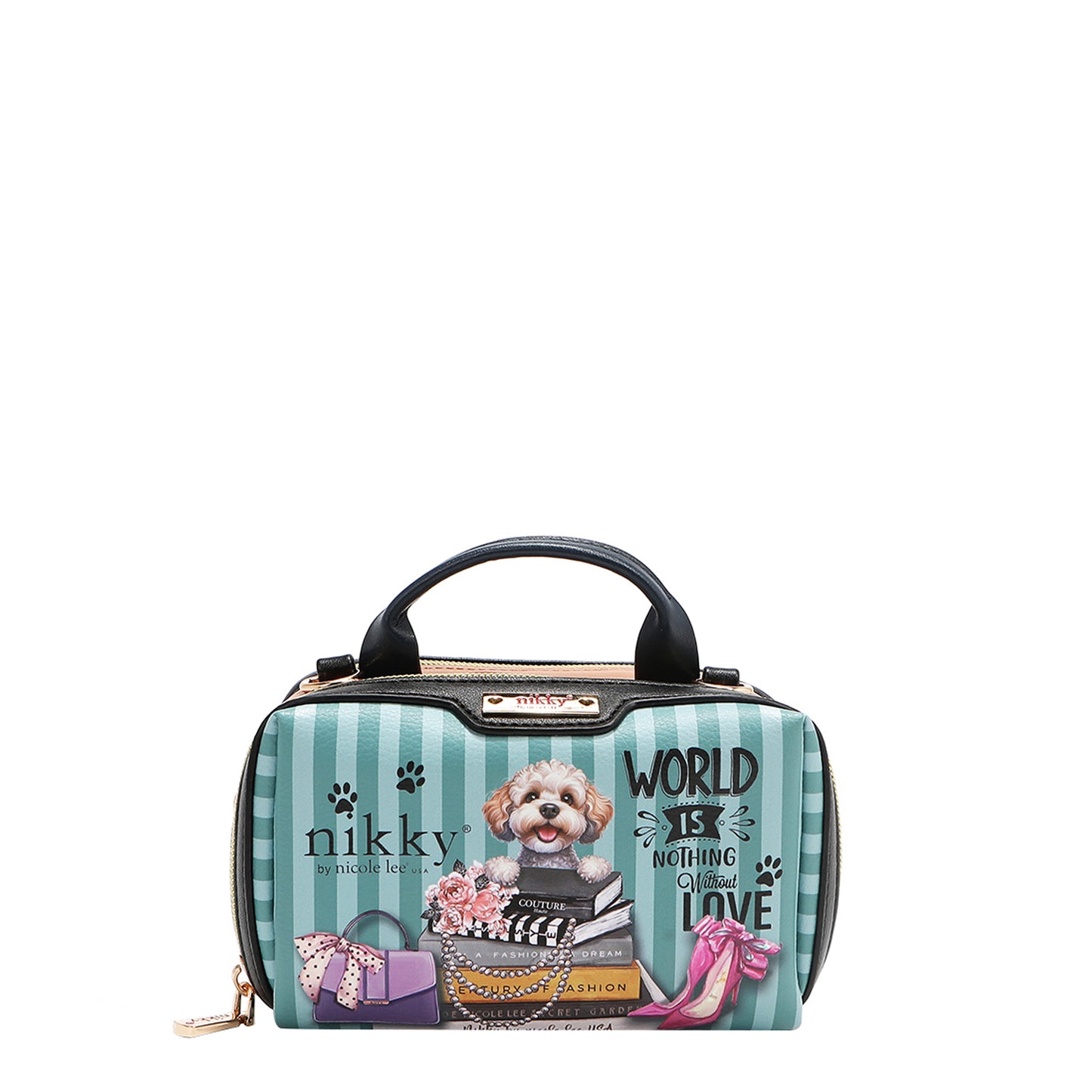 MINI BOSTON DOUBLE ZIP CROSSBODY - NK22535 ESSENCE OF YOU / EIFFEL DREAMS / MEANT TO LOVE YOU /  FAIRY TALE /  NOSTALGIA / i LIVE TO TRAVEL /  URBAN COFFEE DREAM