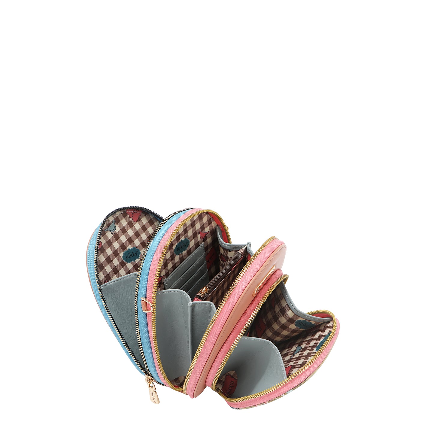 NIKKY MULTI POCKET SMALL CROSSBODY - NK24001 CHERRY LIPS BLACK / SWEET GIRL /ESSENCE OF YOU / EIFFEL DREAMS /  MEANT OT LOVE YOU /  FAIRY TALE / NOSTALGIA / I LIVE TO TRAAVEL