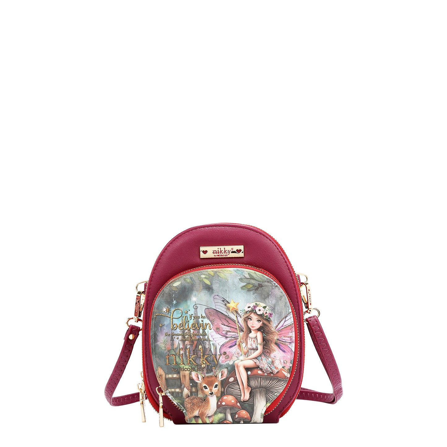 NIKKY MULTI POCKET SMALL CROSSBODY - NK24001 CHERRY LIPS BLACK / SWEET GIRL /ESSENCE OF YOU / EIFFEL DREAMS /  MEANT OT LOVE YOU /  FAIRY TALE / NOSTALGIA / I LIVE TO TRAAVEL
