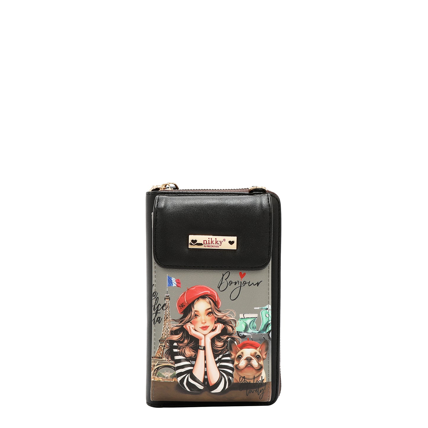NIKKY PHONE/WALLET CROSSBODY BAG - NK24002 ESSENCE OF YOU / EIFFEL DREAMS / NOSTALGIA / FAIRY TALE / I LIVE TO TRAVEL / TRIO / FLOWER DAY / URBAN COFFEE DREAM                    MEANT TO LOVE YOU /  FAIRY TALE /