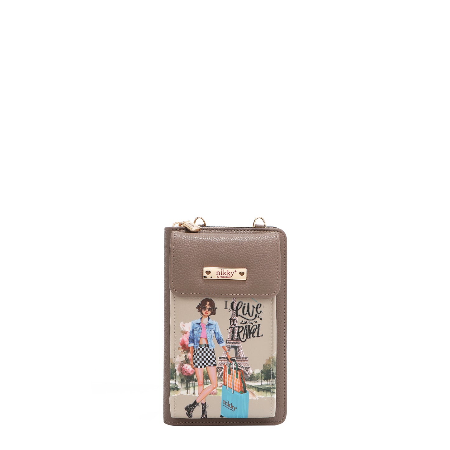 NIKKY PHONE/WALLET CROSSBODY BAG - NK24002 ESSENCE OF YOU / EIFFEL DREAMS / NOSTALGIA / FAIRY TALE / I LIVE TO TRAVEL / TRIO / FLOWER DAY / URBAN COFFEE DREAM                    MEANT TO LOVE YOU /  FAIRY TALE /