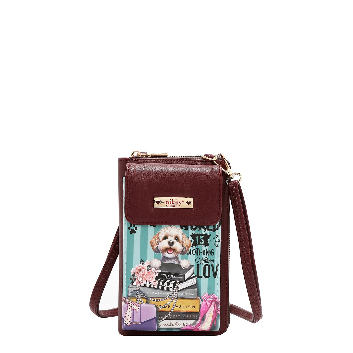 NIKKY PHONE/WALLET CROSSBODY BAG - NK24002 ESSENCE OF YOU / EIFFEL DREAMS / NOSTALGIA / FAIRY TALE / I LIVE TO TRAVEL / TRIO / FLOWER DAY / URBAN COFFEE DREAM                    MEANT TO LOVE YOU /  FAIRY TALE /