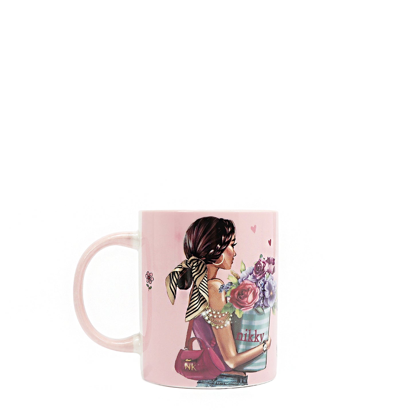 NIKKY CERAMIC MUG WITH BUNNY KEYCHAIN - NK24008 FLOWER DAY / I LIVE TO TRAVEL /  TRIO /  URBAN COFFEE DREAM /  BEST BUDDIES