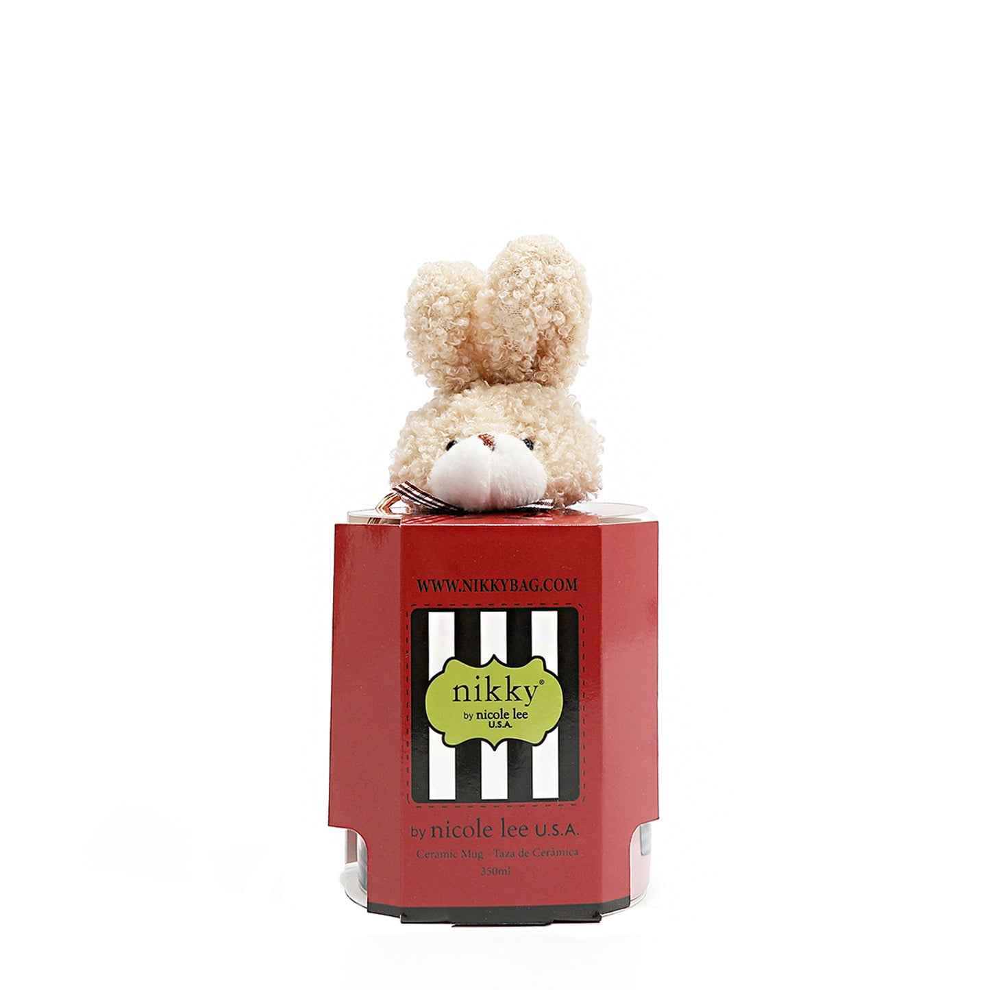 NIKKY CERAMIC MUG WITH BUNNY KEYCHAIN - NK24008 FLOWER DAY / I LIVE TO TRAVEL /  TRIO /  URBAN COFFEE DREAM /  BEST BUDDIES