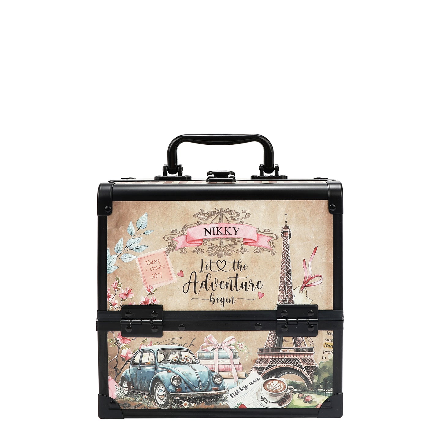 MULTI-TIER COSMETIC ORGANIZER CASE - NK25004 CERRY LIPS BLACK / SWEET GIRL / ESSENCE OF YOU / EIFFEL DREAMS /  MEANT TO LOVE YOU /  FAIRY TALE