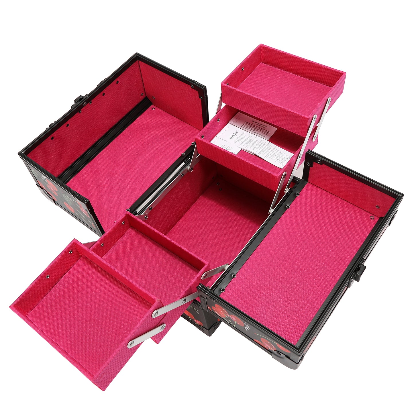 MULTI-TIER COSMETIC ORGANIZER CASE - NK25004 CERRY LIPS BLACK / SWEET GIRL / ESSENCE OF YOU / EIFFEL DREAMS /  MEANT TO LOVE YOU /  FAIRY TALE