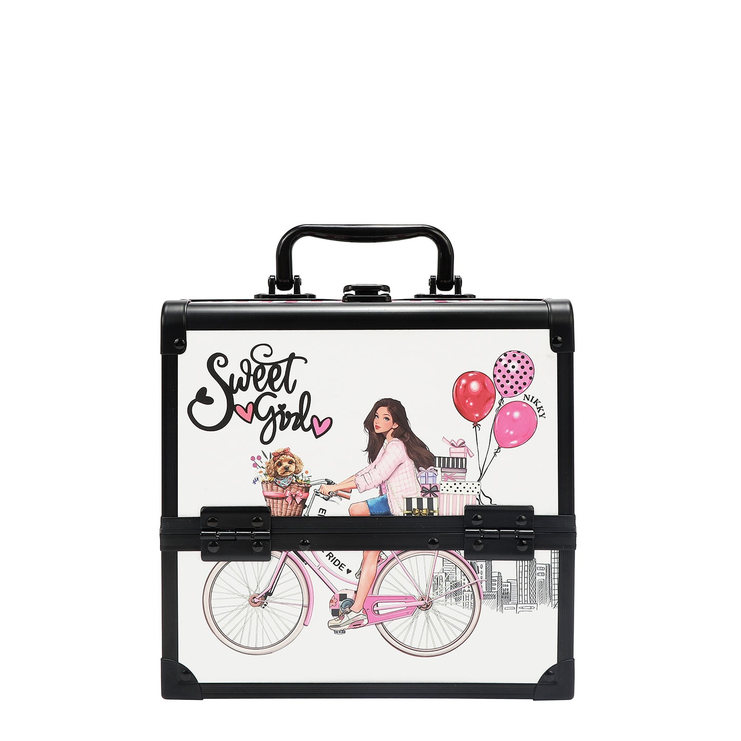 MULTI-TIER COSMETIC ORGANIZER CASE - NK25004 CHERRY LIPS BLACK / SWEET GIRL / ESSENCE OF YOU /  EIFFEL DREAMS /  MEANT TO LOVE YOU /  FAIRY TALE