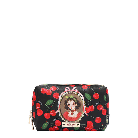 COSMETIC POUCH - NK25030 CHERRY LIPS BLACK / SWEET GIRL