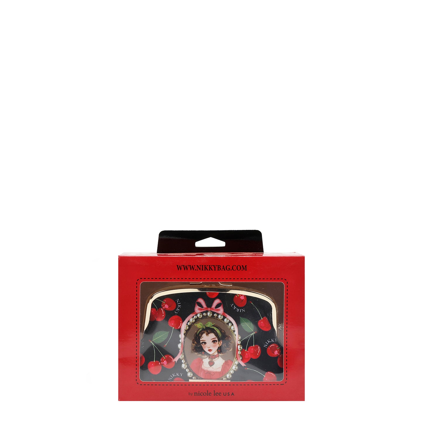KISS-LOCK COSMETIC POUCH - NK25031 CHERRY LIPS BLACK / SWEET GIRL