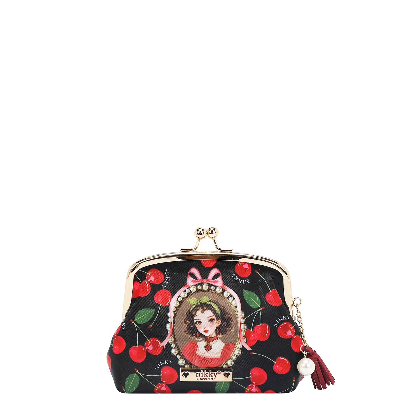 KISS-LOCK COSMETIC POUCH - NK25031 CHERRY LIPS BLACK / SWEET GIRL